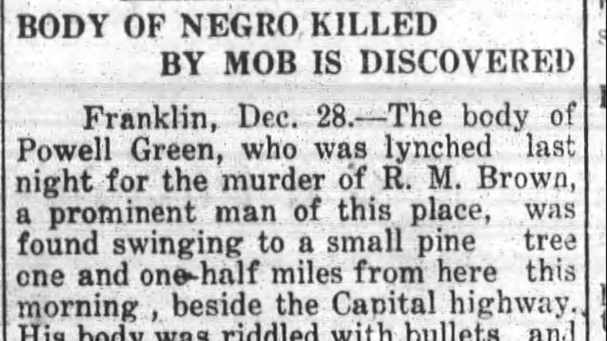 1919: Mob lynches Powell Green