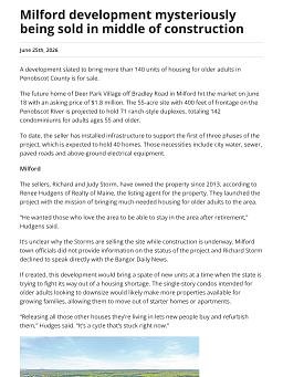 Milford development mysteriously being sold in middle of construction
