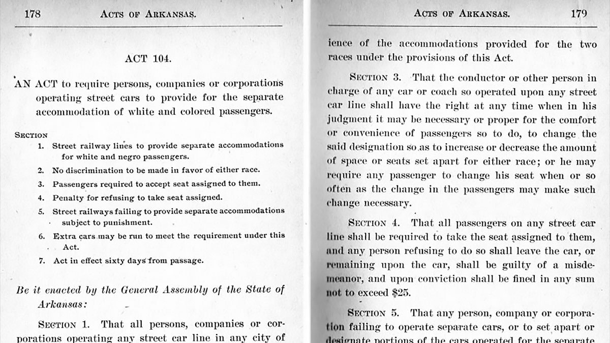 1903: Arkansas leaders protested streetcar segregation