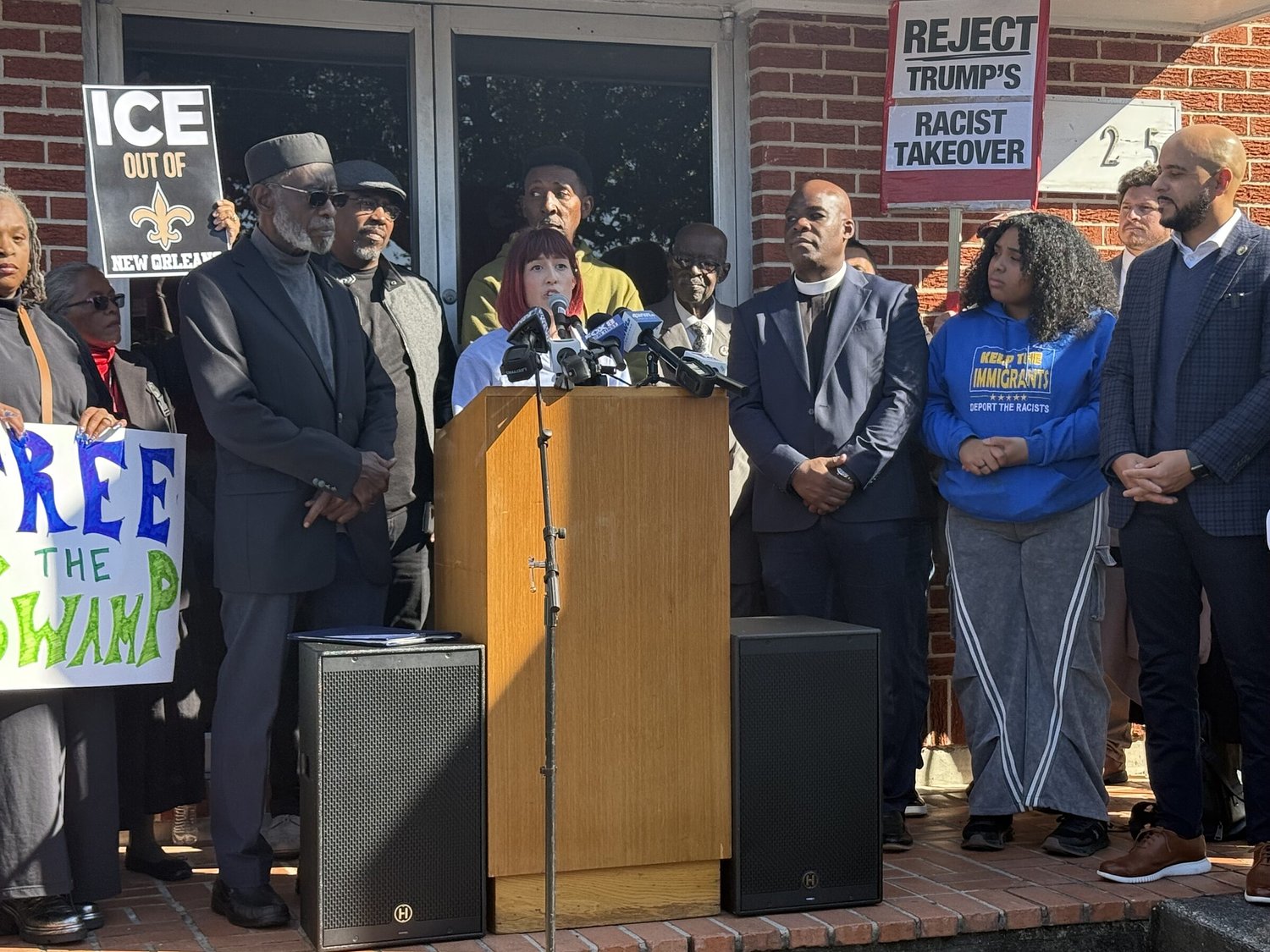 Immigrants and their supporters gather to demand an end to operation ‘Catahoula Crunch’