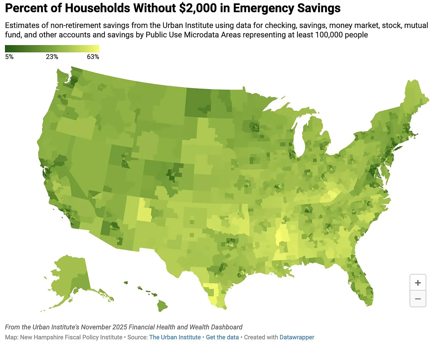 Nearly one in four New Hampshire households lacked $2,000 in savings for emergencies