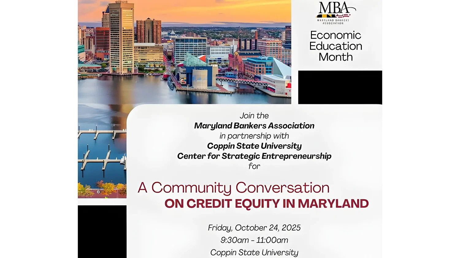Maryland Bankers Association to host community talk on credit equity at Coppin State