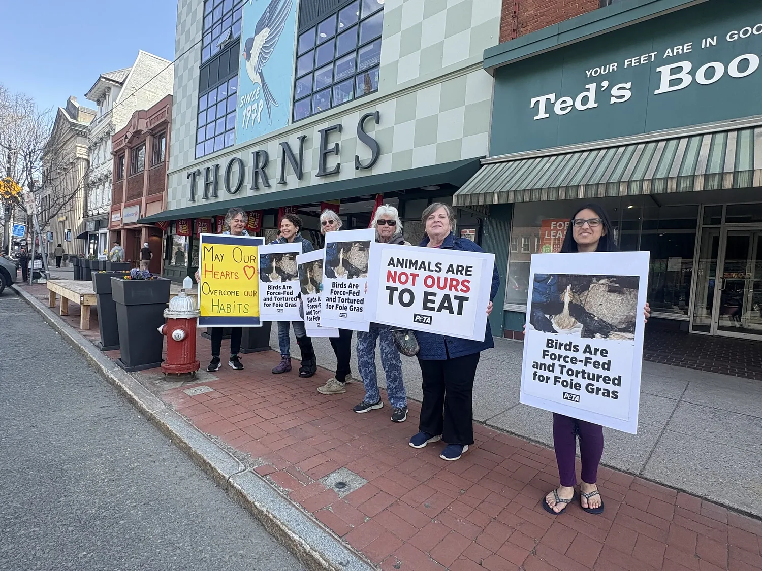 Animal rights protesters challenge foie gras sale in Northampton