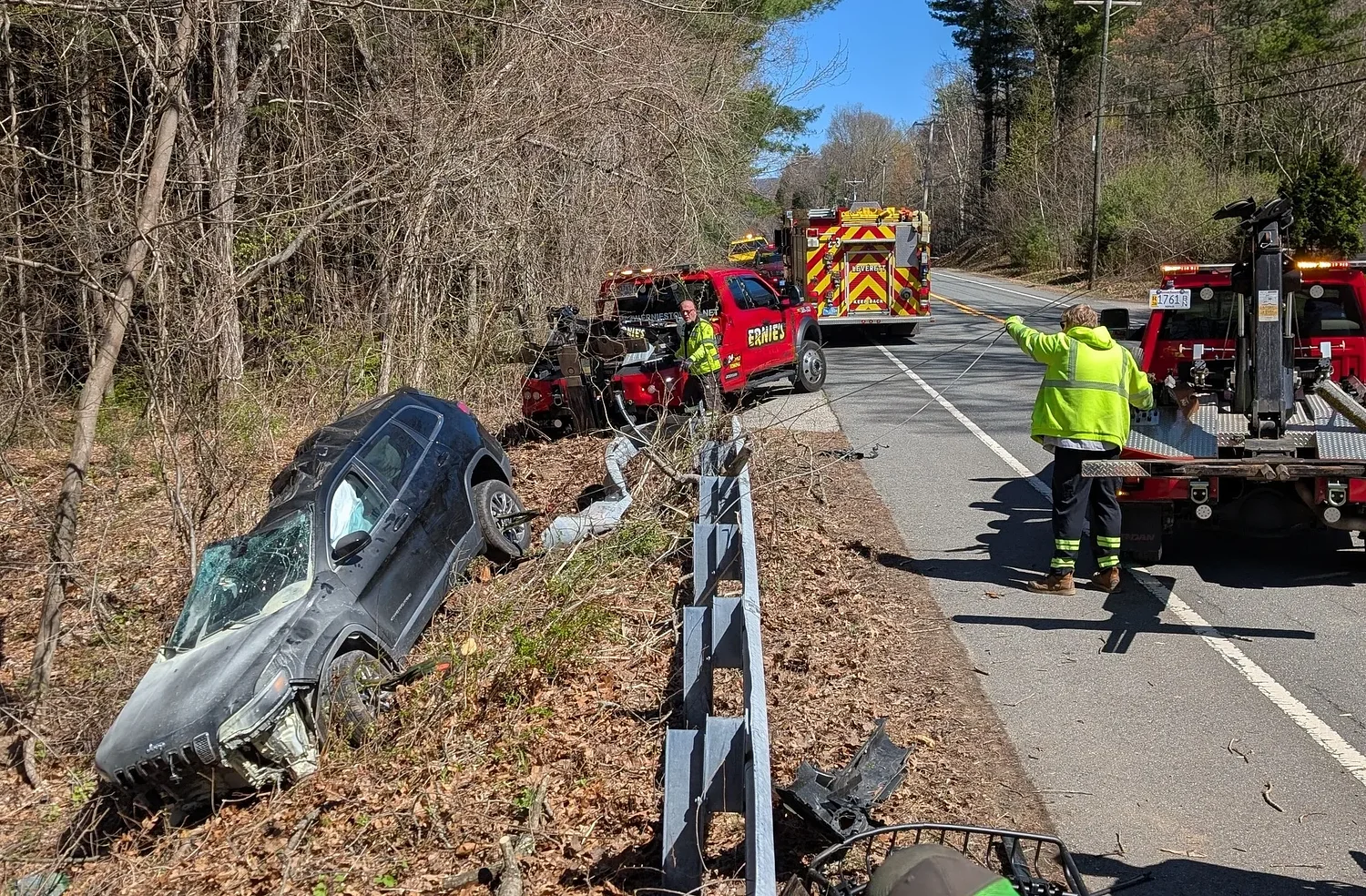 Man hospitalized after car crash in Leverett