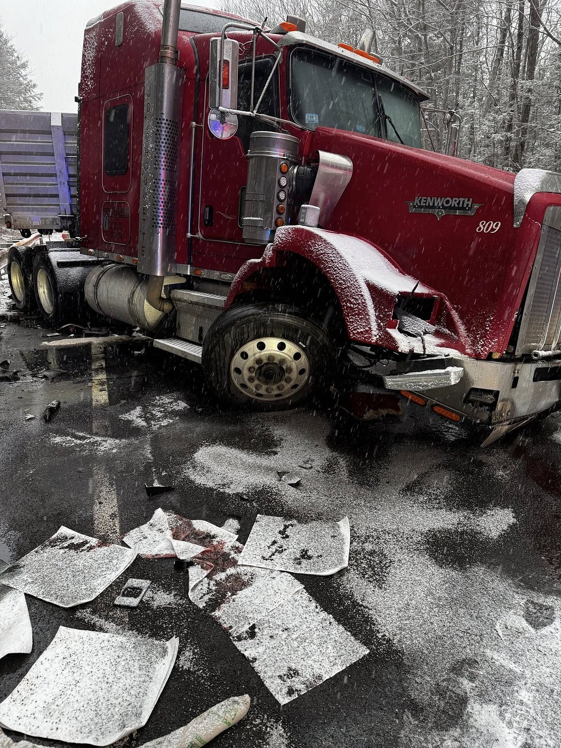 Three hospitalized after tractor-trailer and car collision on Route 101 in Temple