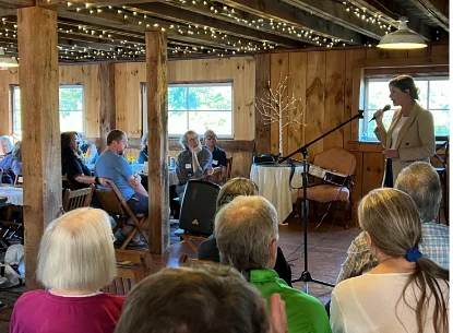 Rep. Maggie Goodlander meets with  residents on local and national politics
