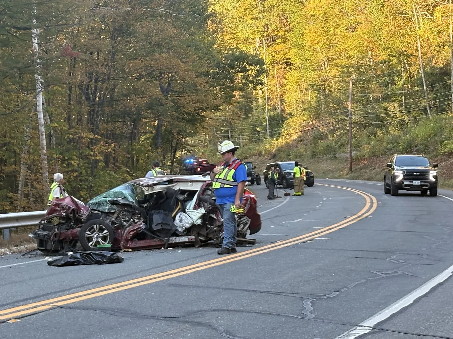 Driver hospitalized with serious injuries after collision with tractor trailer in Ashfield