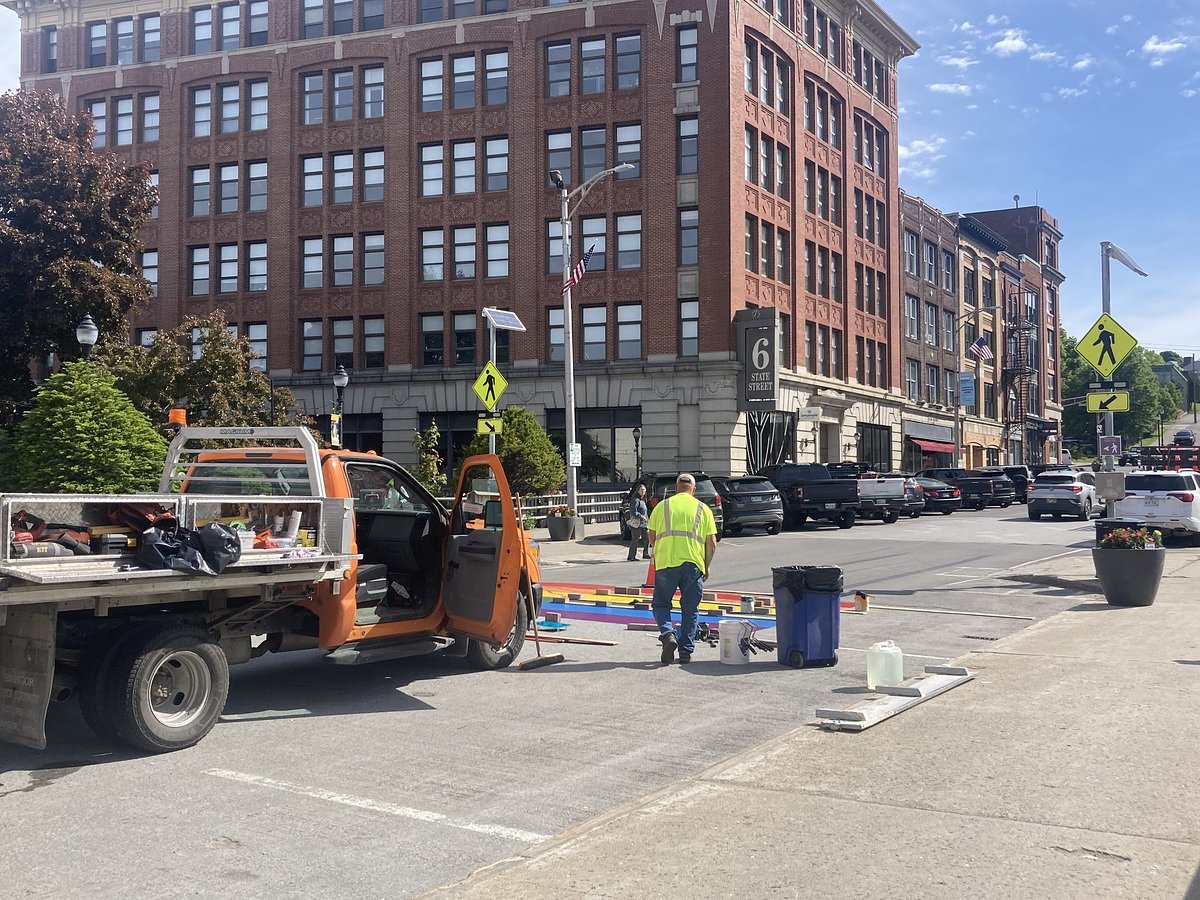 Pride flag on downtown Bangor street repainted after being defaced