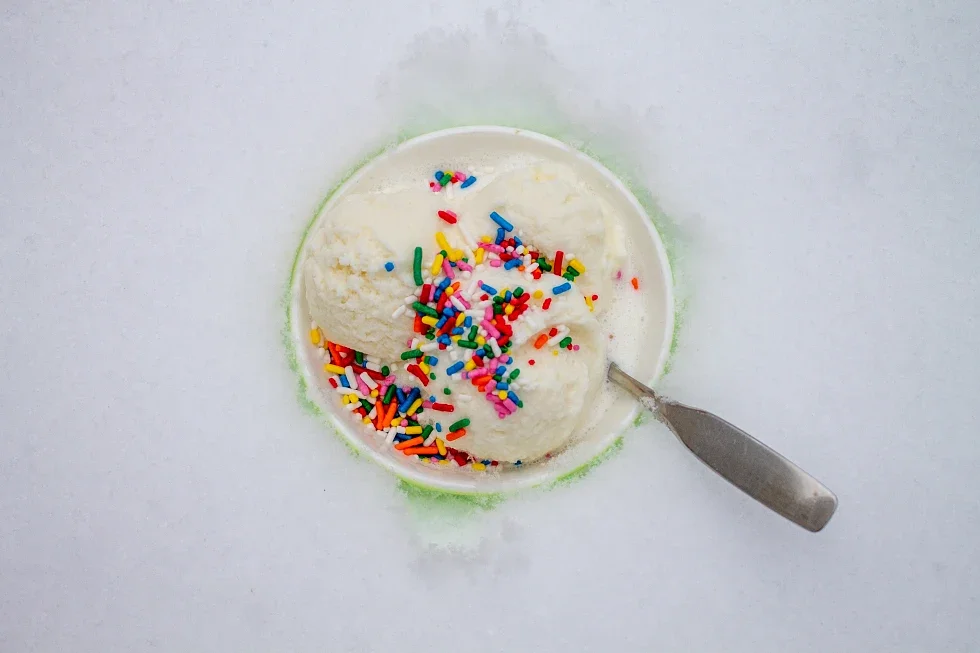 Eating snow cones or snow cream can be a winter delight, if done safely