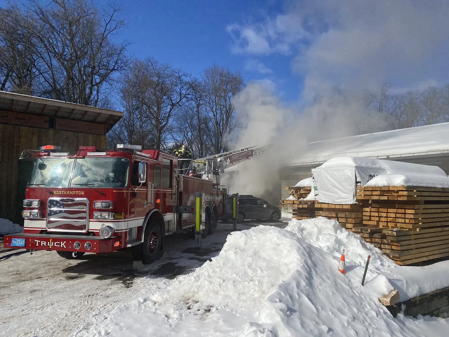 Fire smokes out workers at Northampton fabrication studio