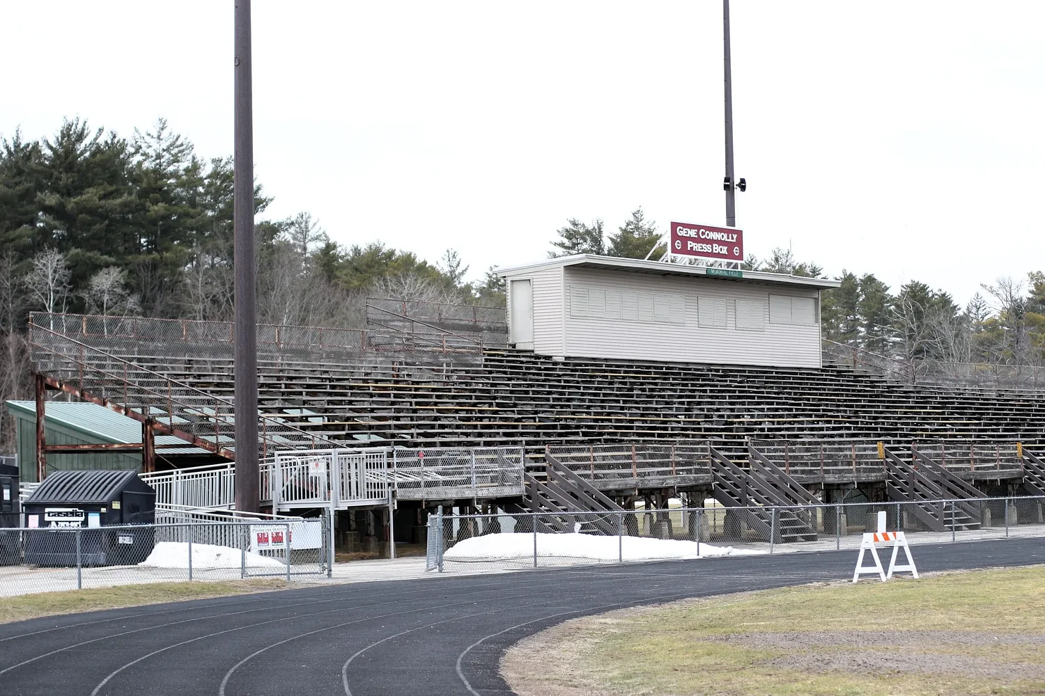 Memorial Field track deemed unsafe for competition, City exploring $385,000 bleacher removal