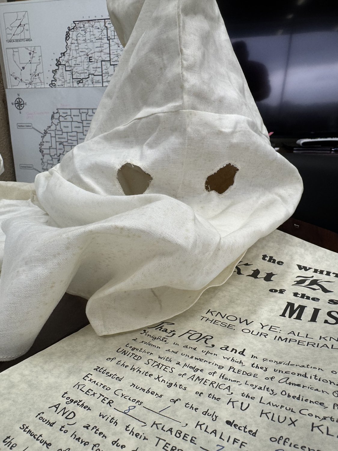 Ku Klux Klan items are found as Mississippi Department of Public Safety packs to move