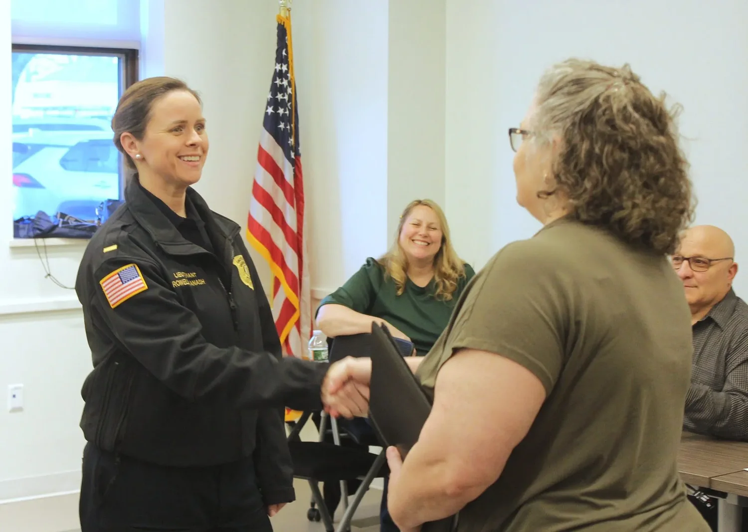 Greenfield swears in first female lieutenant, Emily Rowell-Kanash