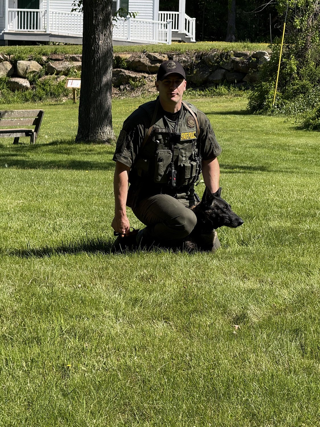 State Police Officer and K9 partner Ivy educate Mason Elementary students