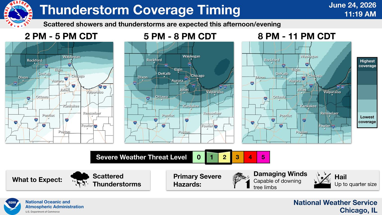 Severe thunderstorm watch issued for northern Illinois as 60 mph winds, large hail threaten