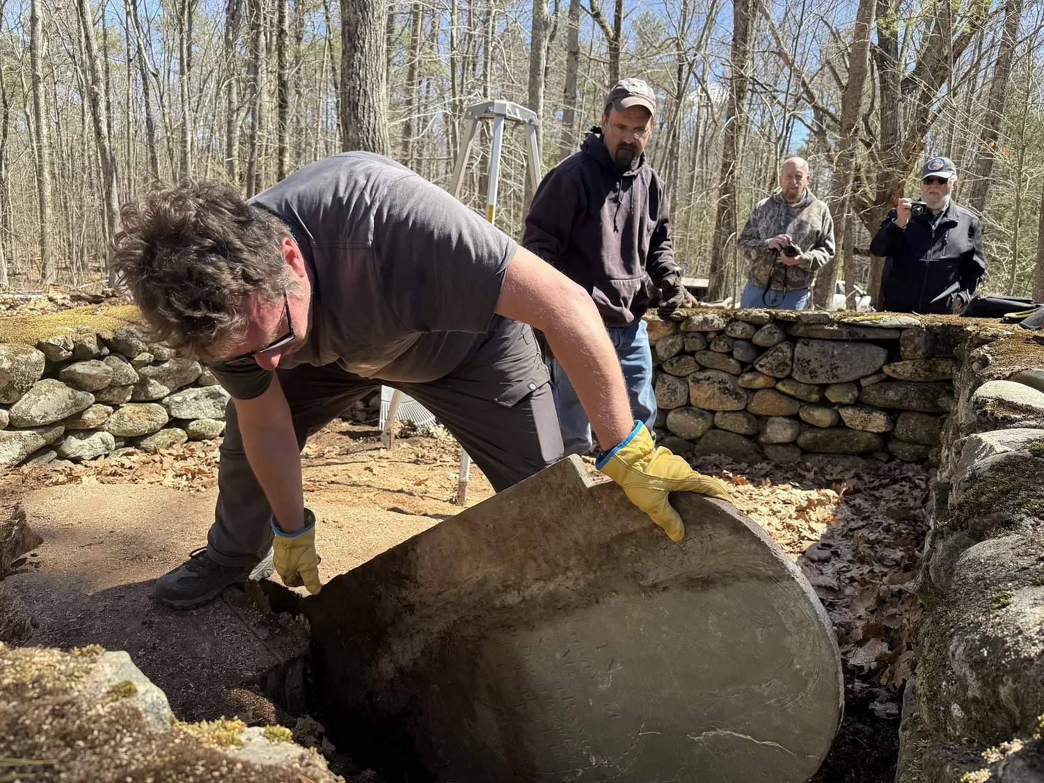 Historic gravestones in Rindge finally freed from tree's grasp