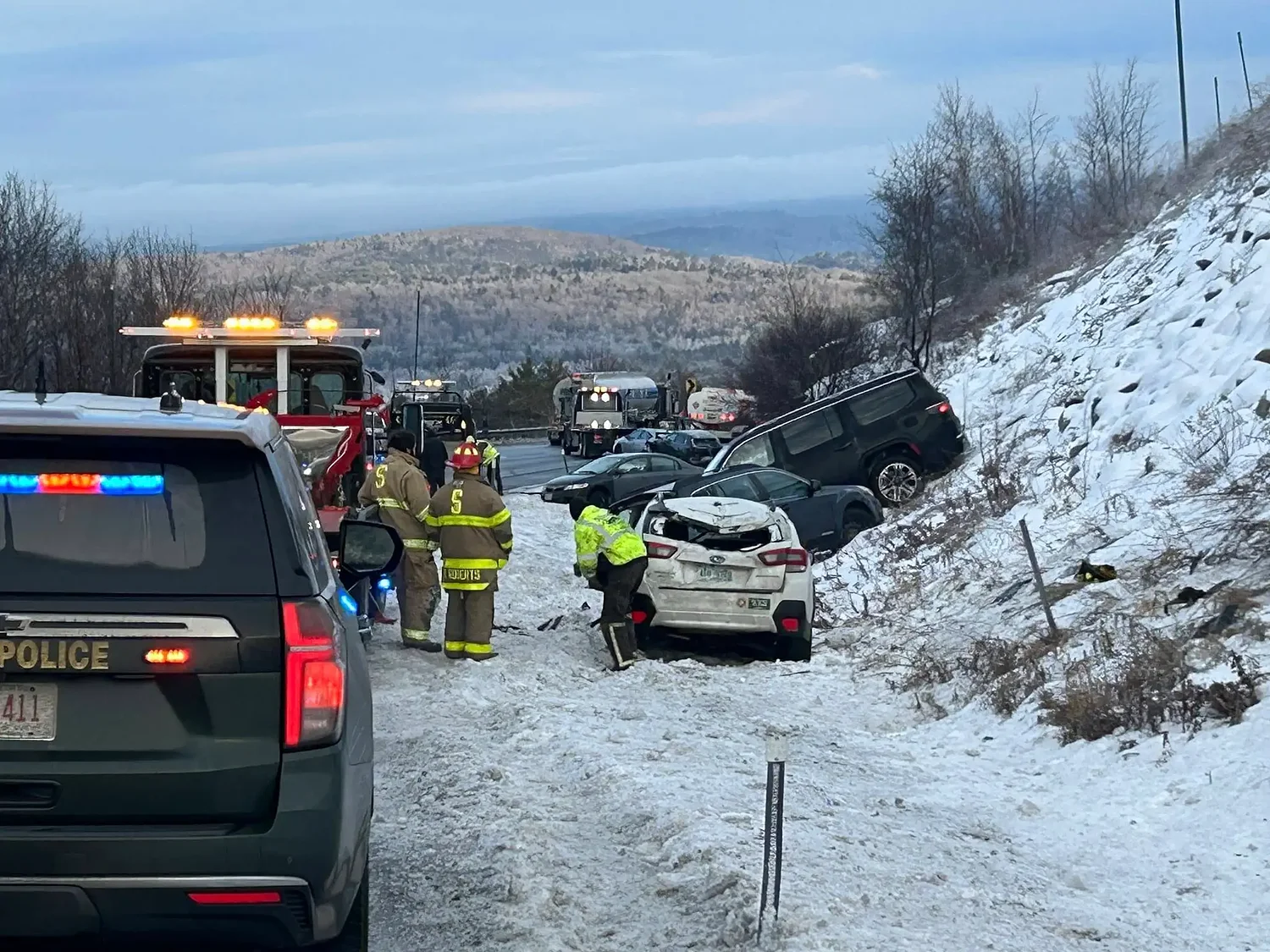 Black ice causes multiple vehicle slide-offs on I-89 in Springfield, N.H.