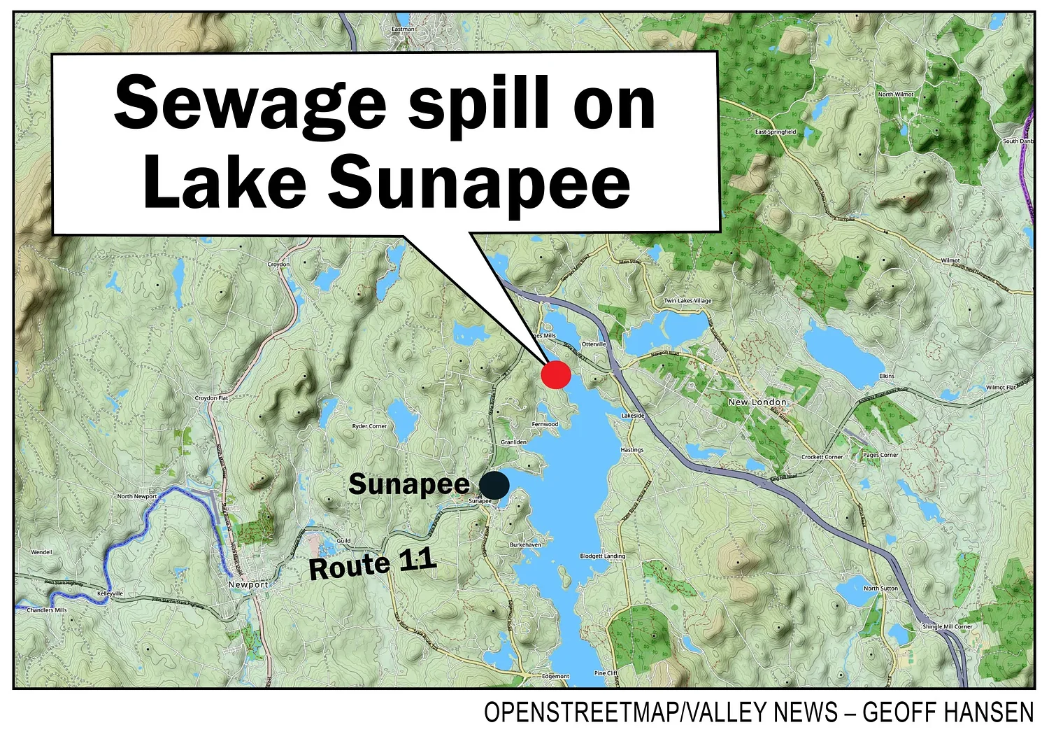 Town issues advisory after sewage leak into Lake Sunapee
