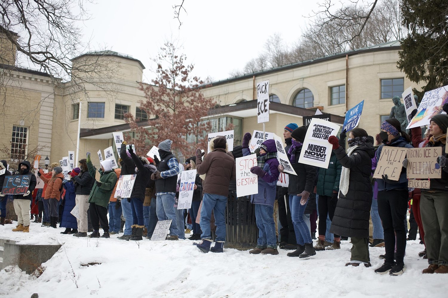 Hundreds protest ICE in Bangor after 1st week of Maine enforcement surge