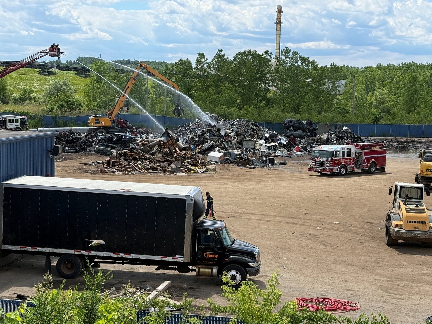 Firefighters battle blaze at scrapyard owned by Weitsman in Geddes