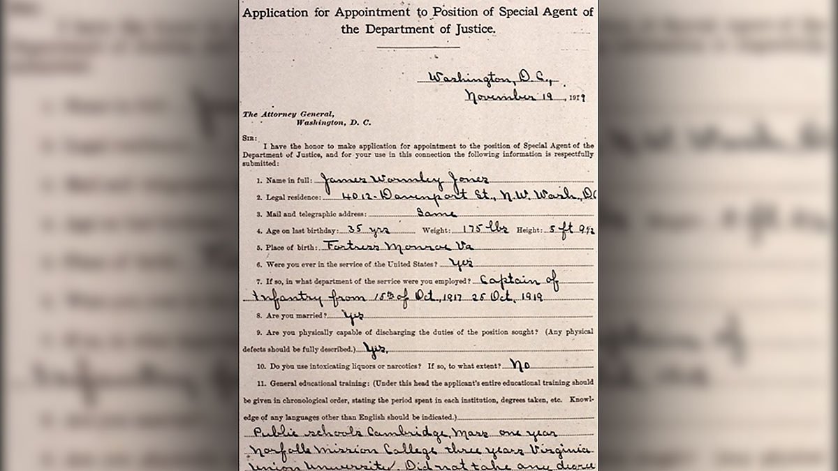 1919: James Wormley Jones appointed as the first Black FBI special agent
