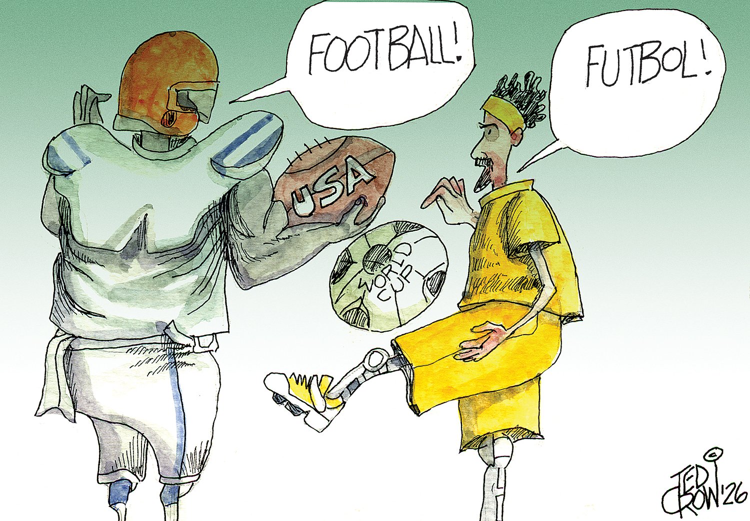 The two footballs have similar terms despite their differences: Crowquill