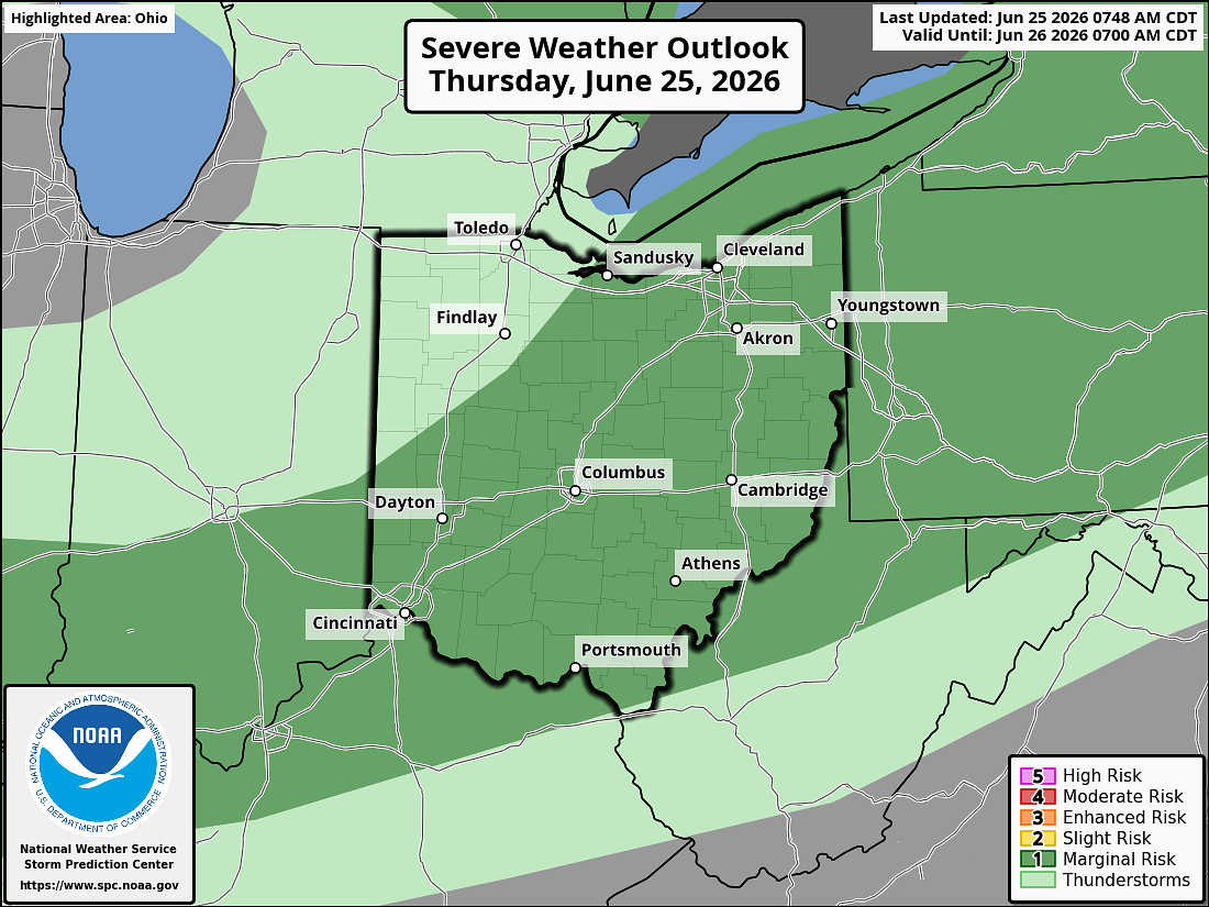 Scattered storms could bring 60 mph wind gusts to Northeast Ohio Thursday