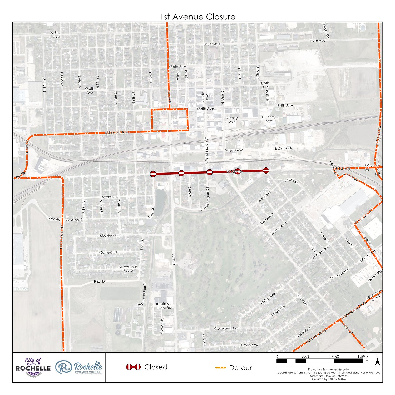 1st Avenue intermittent lane closures begin in Rochelle on June 9