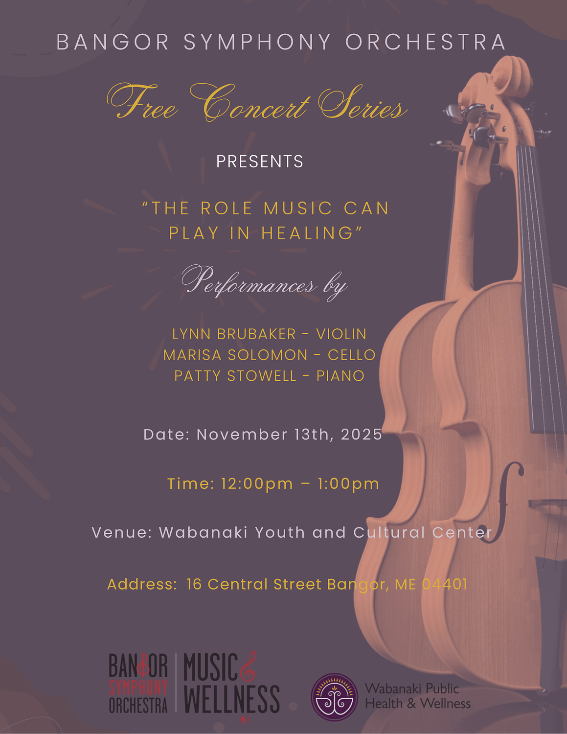Bangor Symphony Orchestra partnering with Wabanaki Public Health & Wellness for Chamber music performances