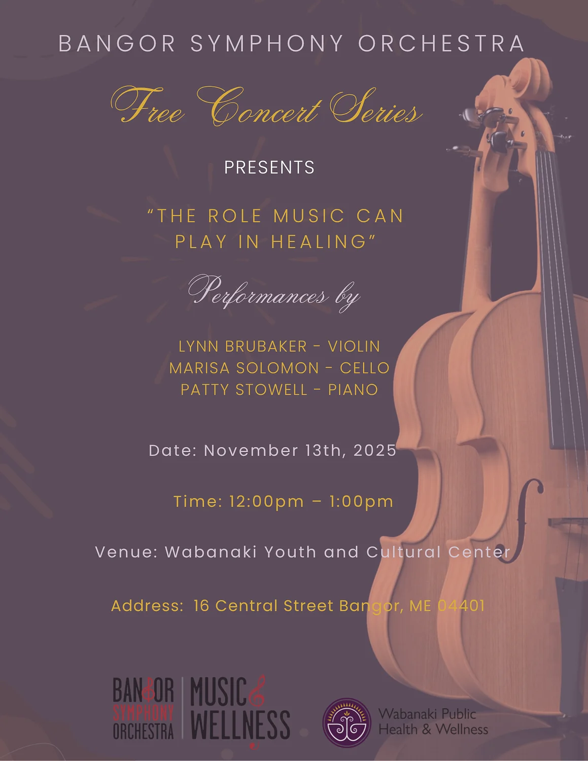 Bangor Symphony Orchestra partnering with Wabanaki Public Health & Wellness for Chamber music performances