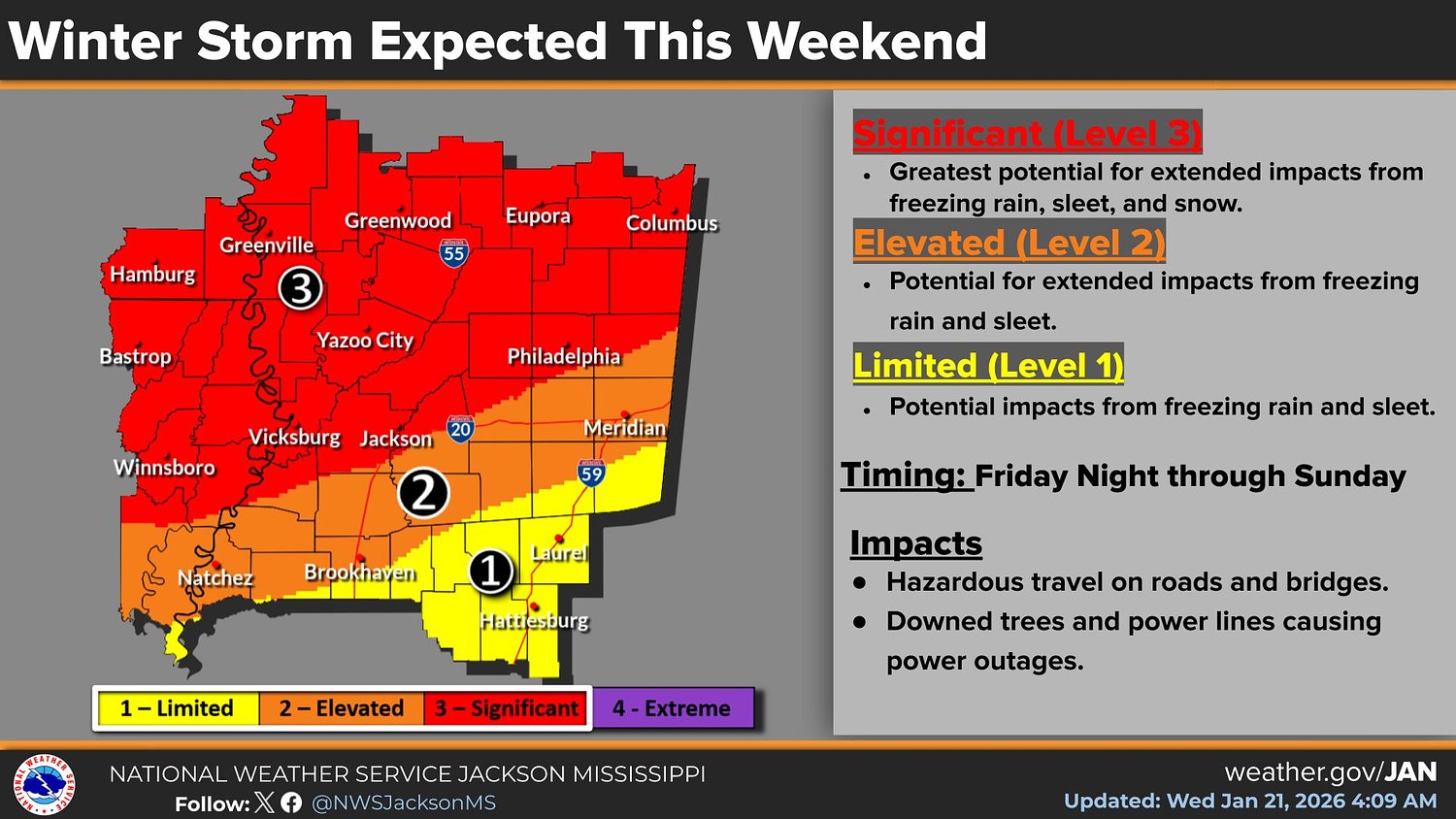 Mississippians are urged to prepare for possible winter storm and freezing rain this weekend