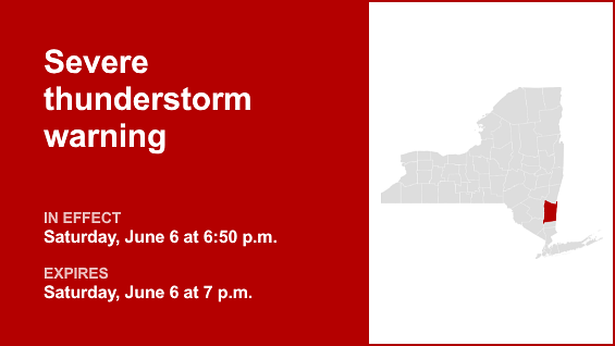 Update: Thunderstorms with penny-sized hail and damaging winds in Dutchess County Saturday